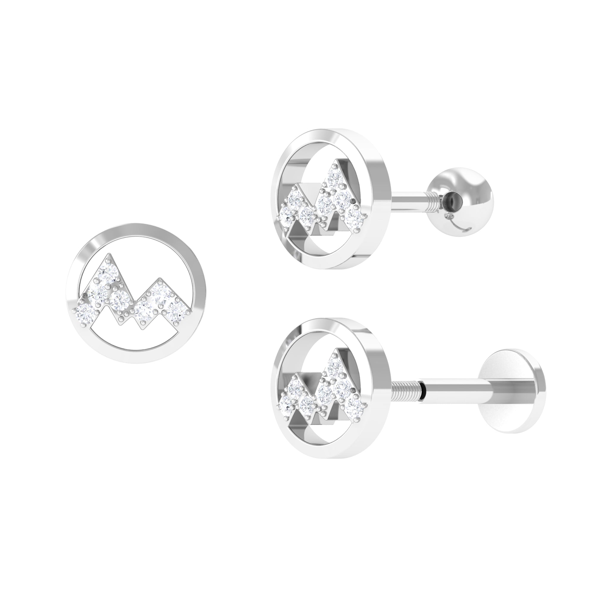 Genuine Diamond Unique Circle Earring for Cartilage Piercing Diamond - ( HI-SI ) - Color and Clarity - Rosec Jewels