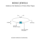 2 CT Octagon Cut Swiss Blue Topaz and Diamond Bolo Chain Bracelet Swiss Blue Topaz - ( AAA ) - Quality 92.5 Sterling Silver - Rosec Jewels