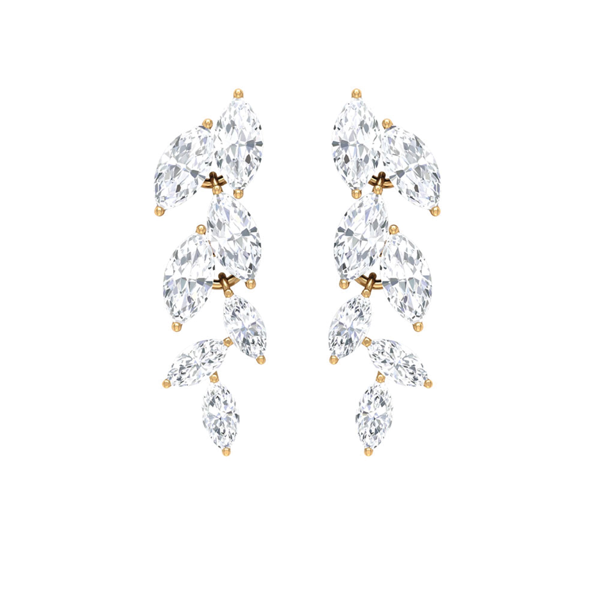 1.25 CT Marquise Shape Zircon Leaf Dangle Earrings in Gold Zircon - ( AAAA ) - Quality - Rosec Jewels