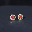 1.25 CT Fire Opal and Diamond Halo Stud Earrings Fire Opal - ( AAA ) - Quality - Rosec Jewels