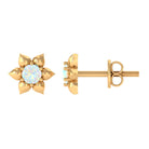 1/2 CT Round Ethiopian Opal Gold Flower Stud Earrings Ethiopian Opal - ( AAA ) - Quality - Rosec Jewels