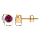 Bezel Set Round Cut Rhodolite Solitaire Stud Earrings Rhodolite - ( AAA ) - Quality - Rosec Jewels