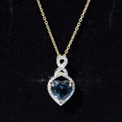 8 MM Heart Shape London Blue Topaz Infinity Pendant with Diamond London Blue Topaz - ( AAA ) - Quality - Rosec Jewels