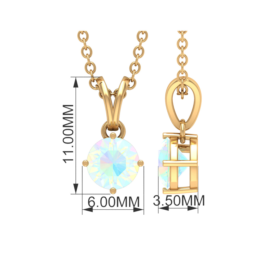5 MM Round Cut Ethiopian Opal Solitaire Pendant in 4 Prong Setting with Rabbit Ear Bail Ethiopian Opal - ( AAA ) - Quality - Rosec Jewels
