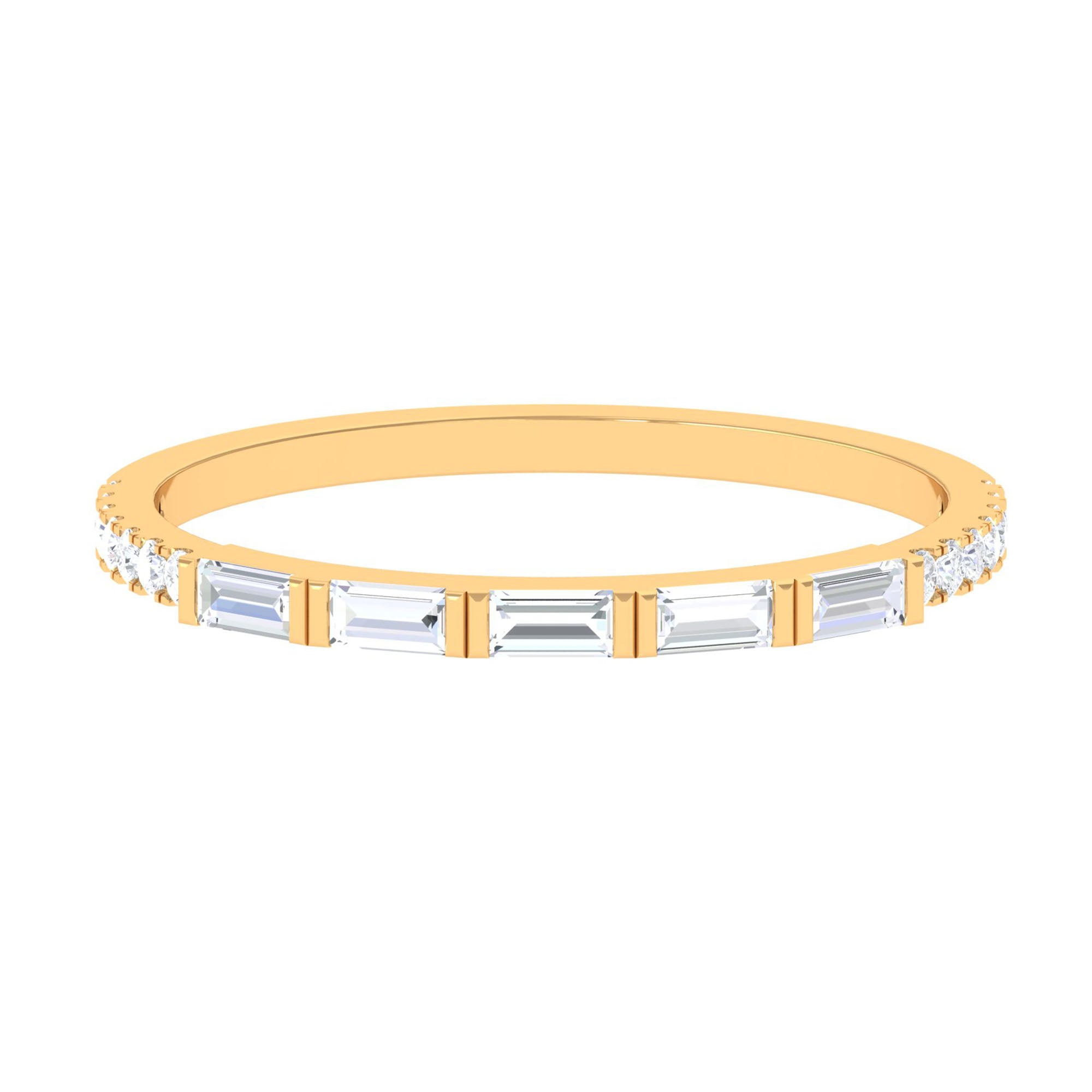 Stackable Moissanite Half Eternity Ring in Bar Setting Moissanite - ( D-VS1 ) - Color and Clarity - Rosec Jewels