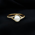 Freshwater Pearl and Diamond Classic Engagement Ring Freshwater Pearl - ( AAA ) - Quality - Rosec Jewels