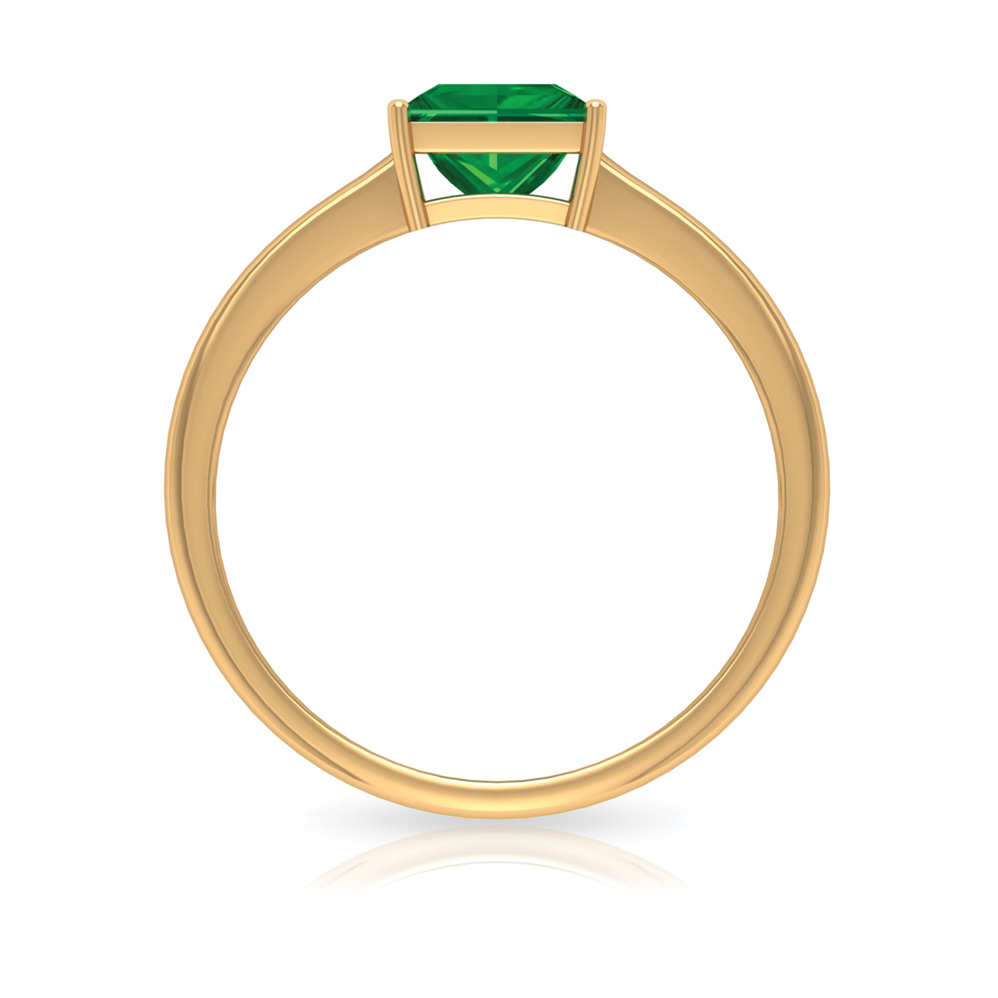 Princess Cut Created Emerald Solitaire Ring in Gold Lab Created Emerald - ( AAAA ) - Quality - Rosec Jewels