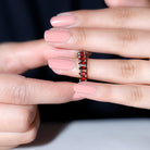Oval Shape Garnet Full Eternity Ring Garnet - ( AAA ) - Quality - Rosec Jewels