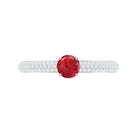 Lab Created Ruby Solitaire Ring with Moissanite Side Stones Lab Created Ruby - ( AAAA ) - Quality - Rosec Jewels
