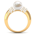 8.25 CT Freshwater Pearl and Diamond Engagement Ring Freshwater Pearl - ( AAA ) - Quality - Rosec Jewels