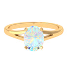 Oval Ethiopian Opal Solitaire Ring in Split Shank Ethiopian Opal - ( AAA ) - Quality - Rosec Jewels