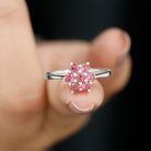 3/4 CT Round Shape Pink Tourmaline Cluster Flower Ring Pink Tourmaline - ( AAA ) - Quality - Rosec Jewels