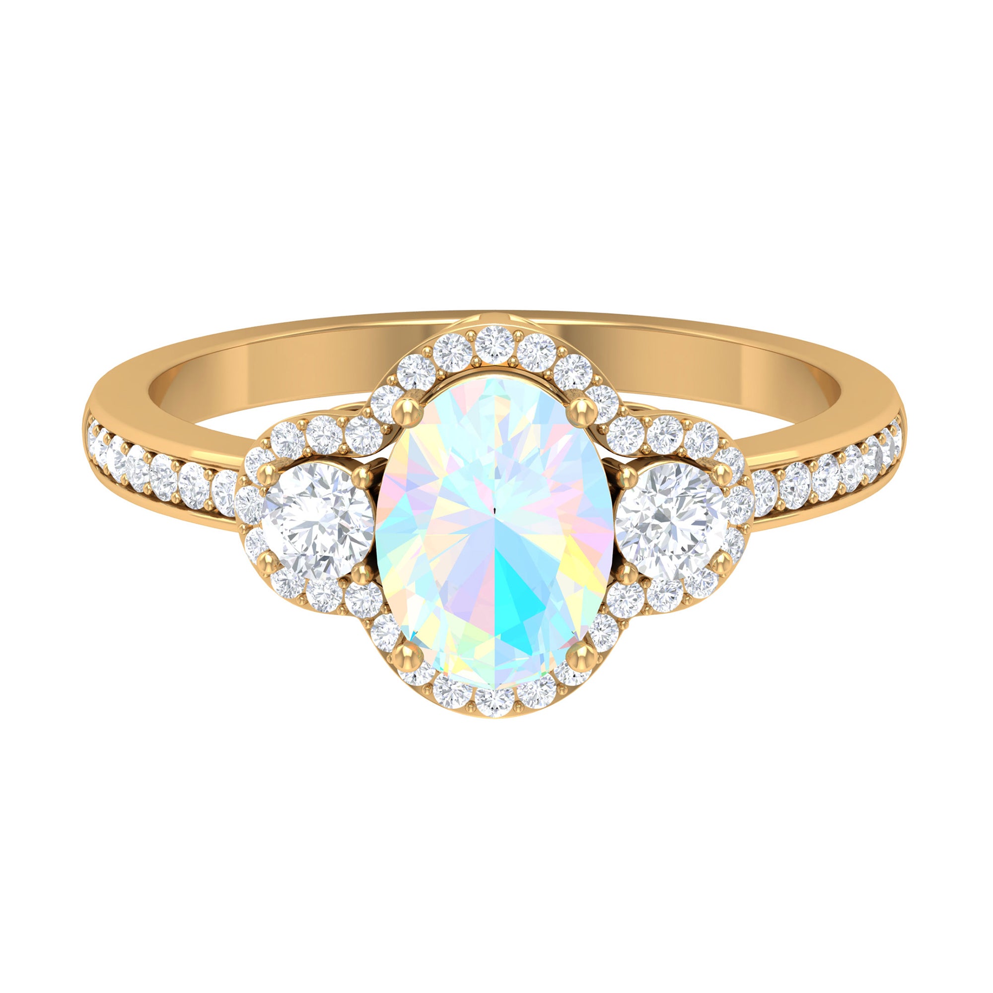 1.75 CT Antique Ethiopian Opal and Diamond Accent Engagement Ring Ethiopian Opal - ( AAA ) - Quality - Rosec Jewels