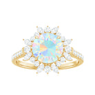 3 CT Ethiopian Opal Cocktail Ring with Moissanite Floral Halo Ethiopian Opal - ( AAA ) - Quality - Rosec Jewels