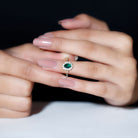 Princess Diana Inspired Created Emerald Engagement Ring with Diamond Lab Created Emerald - ( AAAA ) - Quality - Rosec Jewels