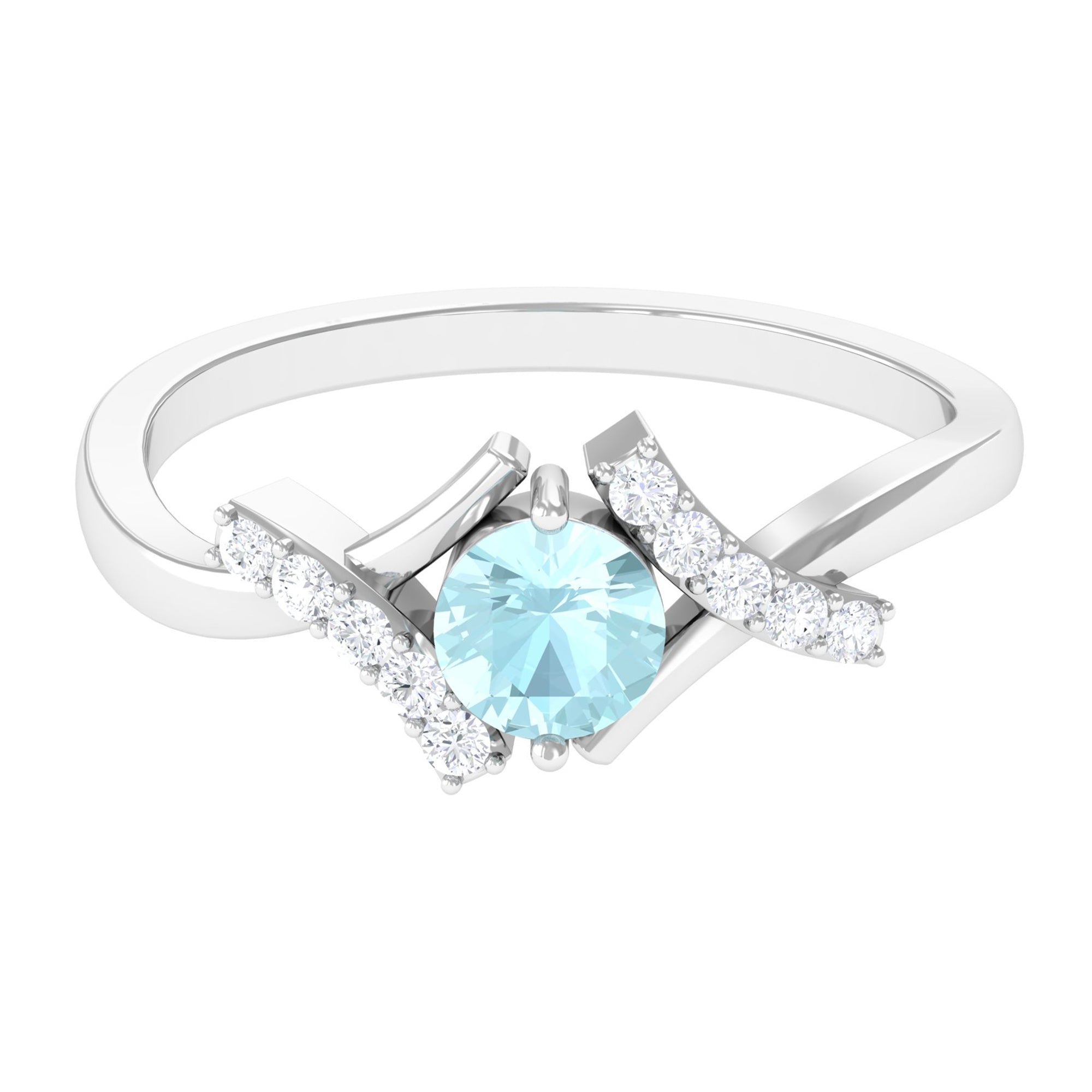 Sky Blue Topaz and Diamond Designer Promise Ring Sky Blue Topaz - ( AAA ) - Quality - Rosec Jewels