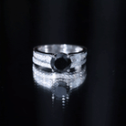 3.50 CT Created Black Diamond Solitaire Ring Set with Moissanite Lab Created Black Diamond - ( AAAA ) - Quality - Rosec Jewels