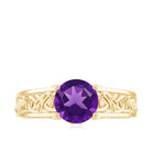 1.25 CT Amethyst Celtic Solitaire Band with Diamond Amethyst - ( AAA ) - Quality - Rosec Jewels
