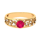 0.75 CT Ruby Antique Engagement Ring with Diamond Ruby - ( AAA ) - Quality - Rosec Jewels