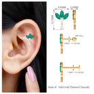 Marquise Created Emerald and Moissanite Flower Drop Earring Lab Created Emerald - ( AAAA ) - Quality - Rosec Jewels