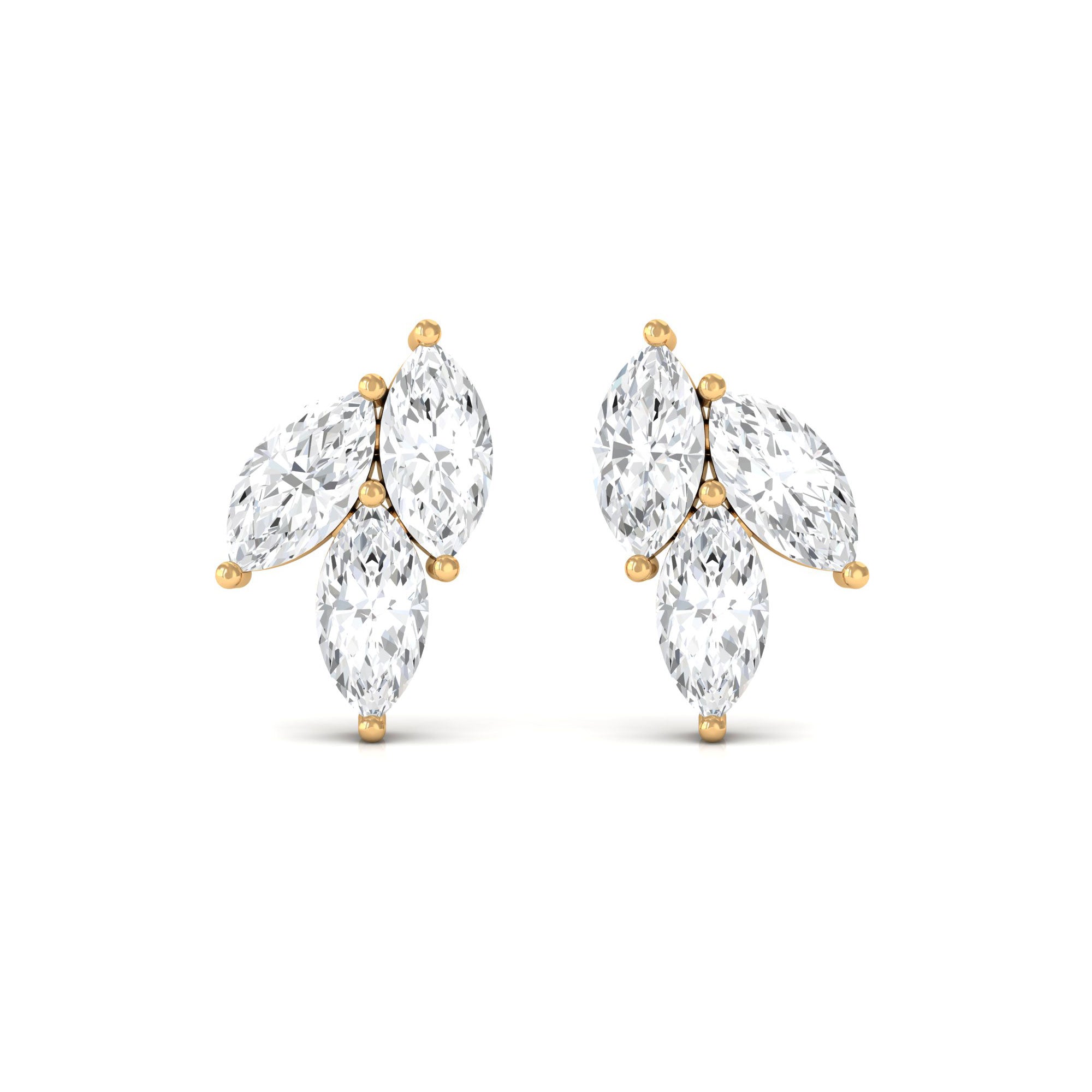 1.50 CT Marquise Cut Zircon Leaf Cluster Gold Stud Earrings Zircon - ( AAAA ) - Quality - Rosec Jewels