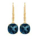 Cushion Cut London Blue Topaz Drop Lever Back Earrings London Blue Topaz - ( AAA ) - Quality - Rosec Jewels