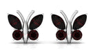 2 CT Butterfly Stud Earrings with Round and Marquise Cut Garnet Garnet - ( AAA ) - Quality - Rosec Jewels