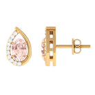 1.75 CT Oval Morganite Teardrop Stud Earrings with Diamond Accent Morganite - ( AAA ) - Quality - Rosec Jewels