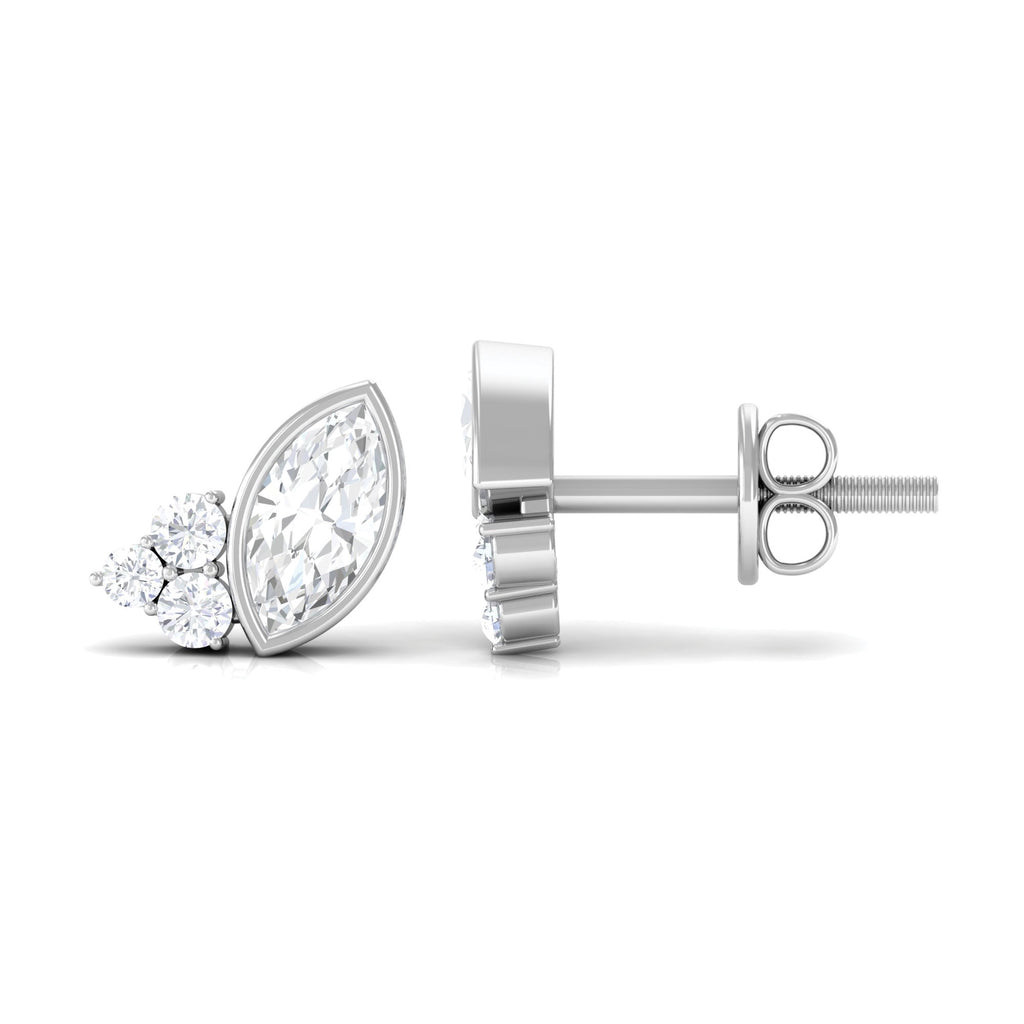 0.75 CT Marquise Shape Moissanite Stud Earrings with Screw Back Moissanite - ( D-VS1 ) - Color and Clarity - Rosec Jewels