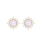 1 CT Classic Rose Quartz Stud Earrings with Diamond Halo Rose Quartz - ( AAA ) - Quality - Rosec Jewels