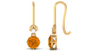 Simple Citrine Drop Diamond Earrings with fish hook Citrine - ( AAA ) - Quality - Rosec Jewels