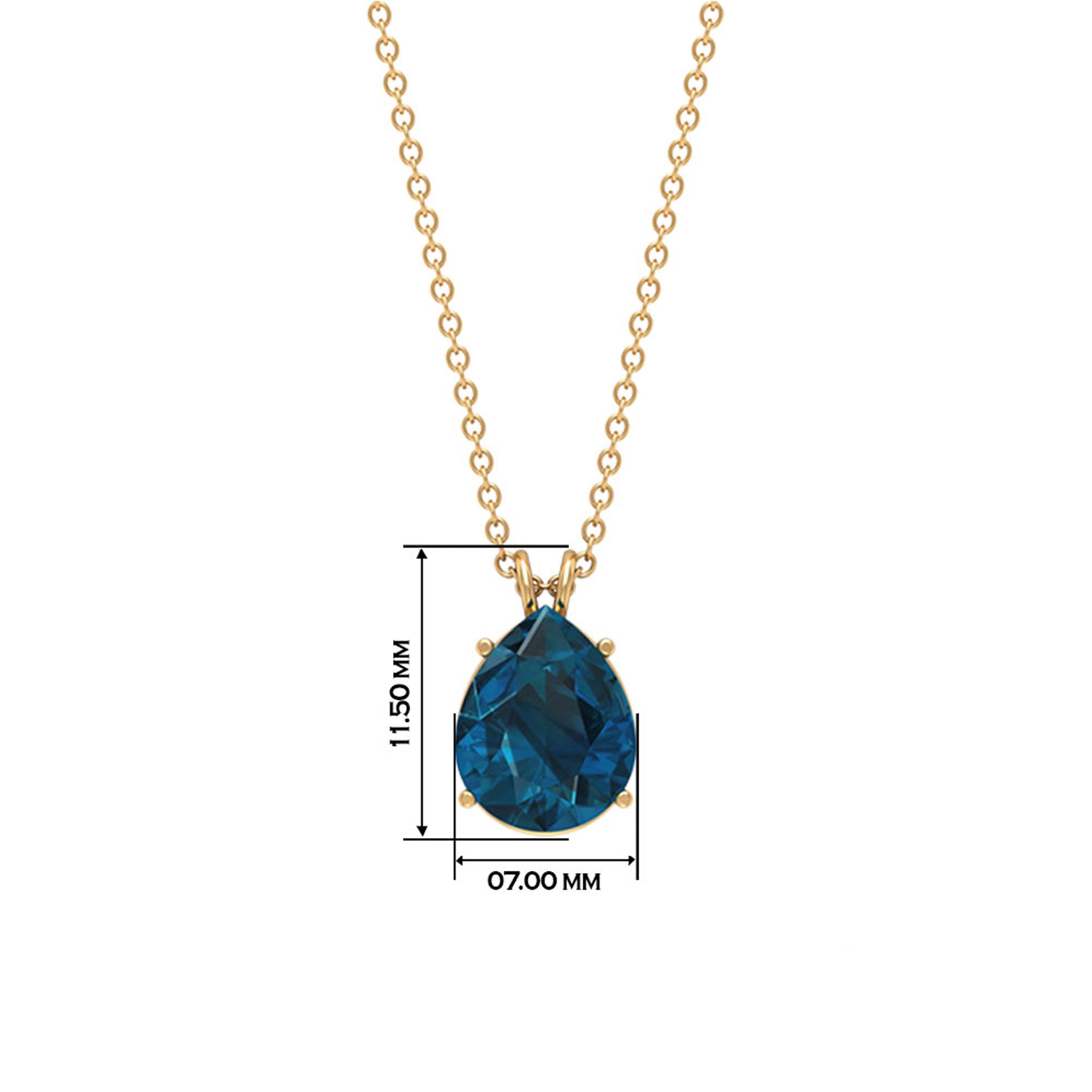 7X9 MM Pear Cut London Blue Topaz Pendant for Women London Blue Topaz - ( AAA ) - Quality - Rosec Jewels