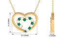 Emerald and Moissanite Twin Open Heart Necklace in Gold Emerald - ( AAA ) - Quality - Rosec Jewels