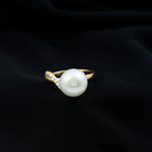 Designer Freshwater Pearl Solitaire Engagement Ring with Moissanite Accent Freshwater Pearl - ( AAA ) - Quality - Rosec Jewels
