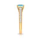 2 CT Swiss Blue Topaz Solitaire Ring with Diamond Side Stones Swiss Blue Topaz - ( AAA ) - Quality - Rosec Jewels