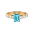 3 CT Swiss Blue Topaz Solitaire with Moissanite Side Stone Ring Swiss Blue Topaz - ( AAA ) - Quality - Rosec Jewels