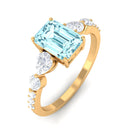 1.75 CT Solitaire Aquamarine Engagement Ring with Moissanite Aquamarine - ( AAA ) - Quality - Rosec Jewels
