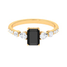 1.75 CT Octagon Cut Black Spinel Solitaire Ring with Moissanite Black Spinel - ( AAA ) - Quality - Rosec Jewels