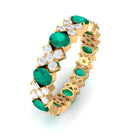 Designer Eternity Ring with Emerald and Moissanite Emerald - ( AAA ) - Quality - Rosec Jewels