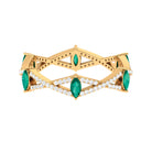 Emerald Crossover Eternity Ring with Diamond Emerald - ( AAA ) - Quality - Rosec Jewels