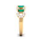 Art Deco Half Eternity Ring with Emerald and Diamond Emerald - ( AAA ) - Quality - Rosec Jewels