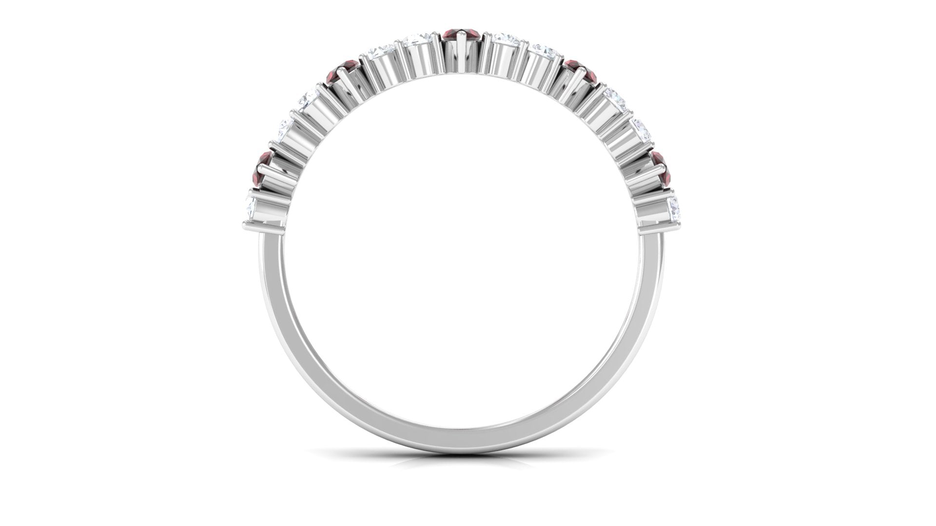 Real Garnet Eternity Anniversary Band Ring with Diamond Garnet - ( AAA ) - Quality - Rosec Jewels
