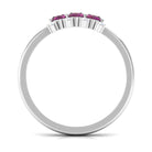 0.75 CT Oval Cut Rhodolite Three Stone Ring with Diamond Rhodolite - ( AAA ) - Quality - Rosec Jewels