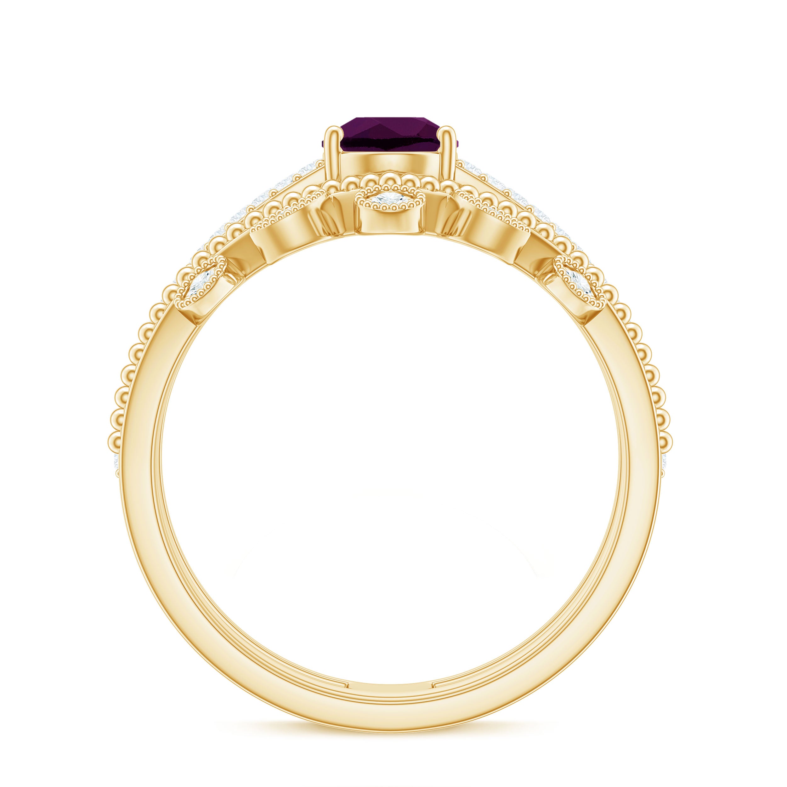 Pear Cut Genuine Rhodolite and Moissanite Wedding Ring Set Rhodolite - ( AAA ) - Quality - Rosec Jewels