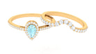 1.50 CT Sky Blue Topaz Teardrop Designer Ring Set with Moissanite Sky Blue Topaz - ( AAA ) - Quality - Rosec Jewels