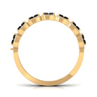 Created Black Diamond and Moissanite Half Eternity Band Ring Lab Created Black Diamond - ( AAAA ) - Quality - Rosec Jewels