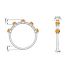 0.75 CT Orange Sapphire and Diamond Semi Eternity Gold Ring Orange Sapphire - ( AAA ) - Quality - Rosec Jewels