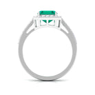 Lab Created Emerald Statement Engagement Ring With Moissanite Halo Lab Created Emerald - ( AAAA ) - Quality - Rosec Jewels