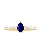 1 CT Minimal Blue Sapphire Solitaire Promise Ring with Diamond Blue Sapphire - ( AAA ) - Quality - Rosec Jewels