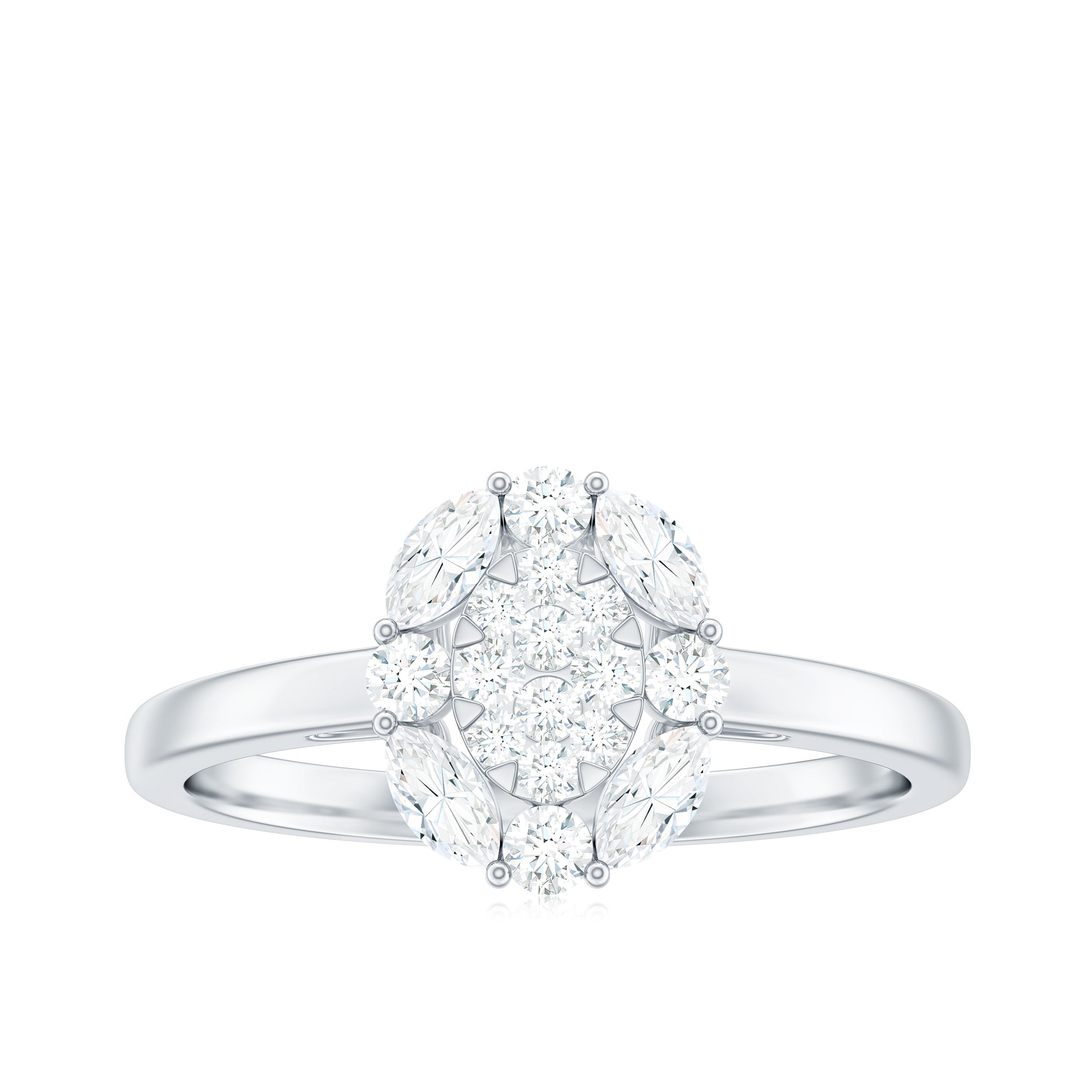 0.75 CT Certified Moissanite Cocktail Engagement Ring in Gold Moissanite - ( D-VS1 ) - Color and Clarity - Rosec Jewels